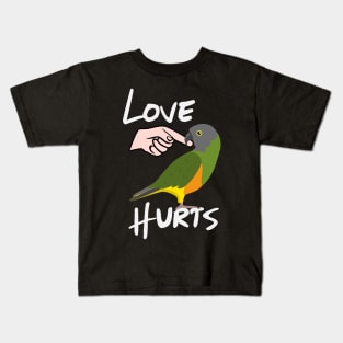 Love Hurts Senegal Parrot Biting Finger Kids T-Shirt